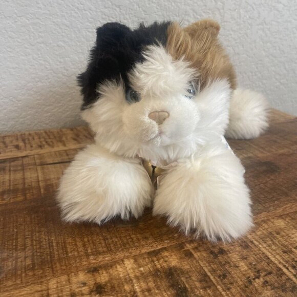 Aurora Calico Kitten Cat Plush Flopsies Pink Bow Blue Eyes Esmeralda Animal Bell - Picture 4 of 8